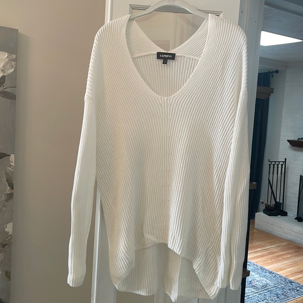 Express White High-Low Sweater